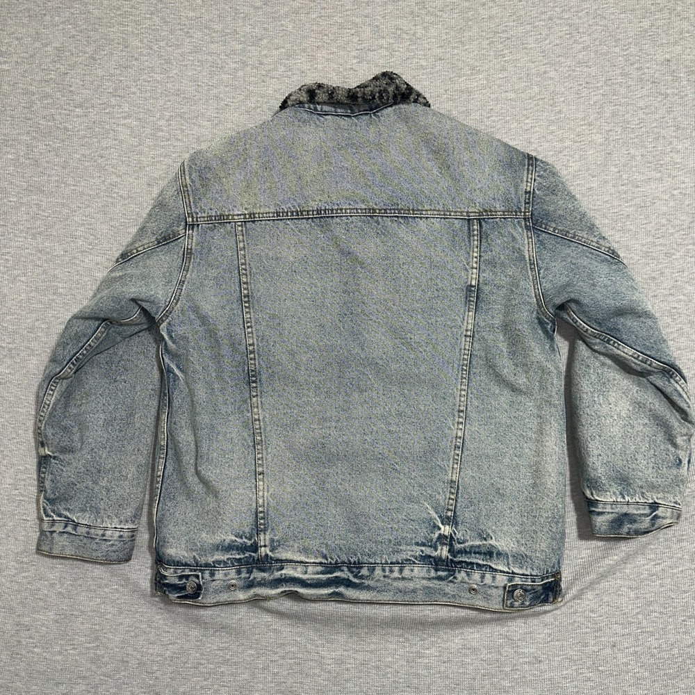 We The Free Free People Wild Ones Sherpa Trucker Jacket Light Wash Denim Size M - Picture 2 of 15